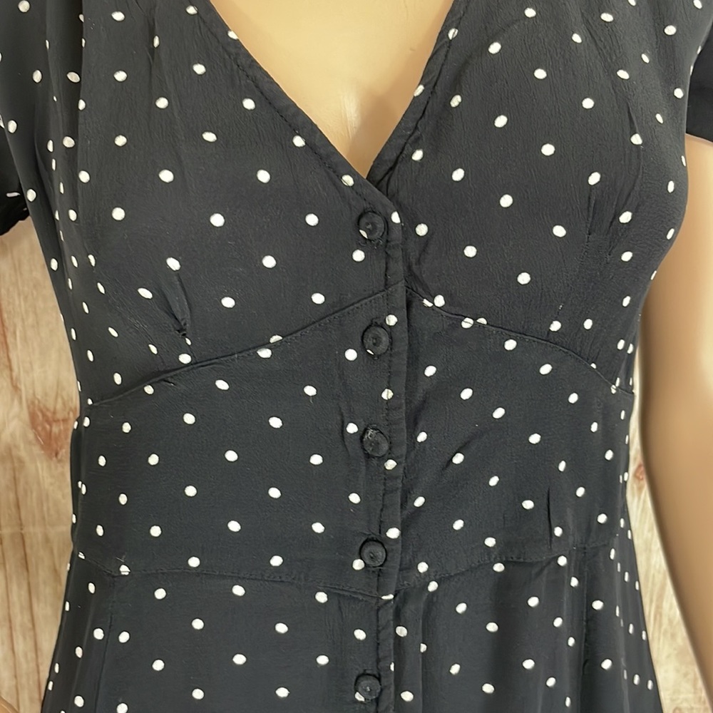 Miss Selfridge Black Dress w/White Polka Dots - Size 10 - Picture 3 of 7